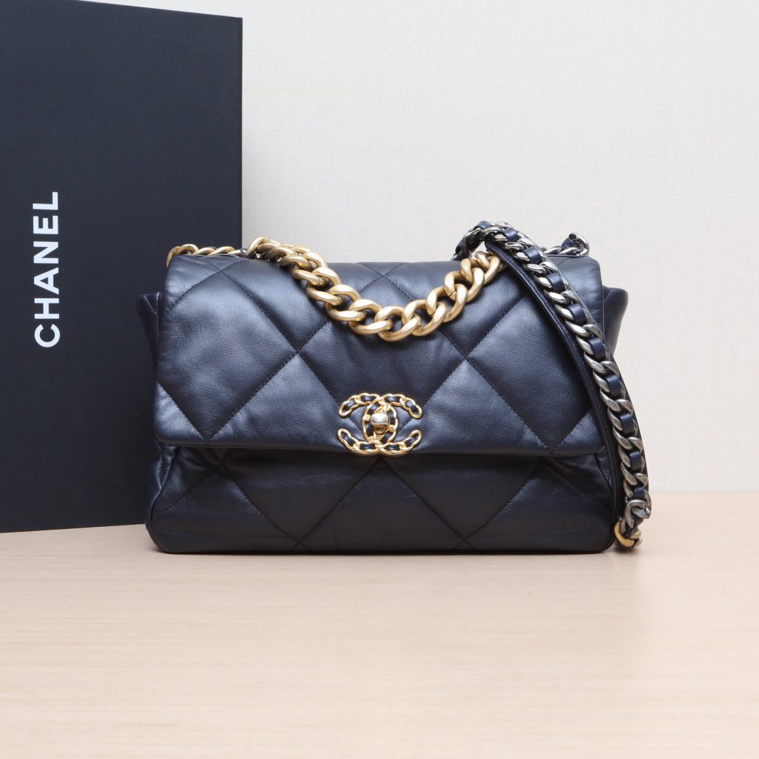 95新 Chanel/香奈儿 小花柳 19BAG 口盖包 中号 30cm 30开