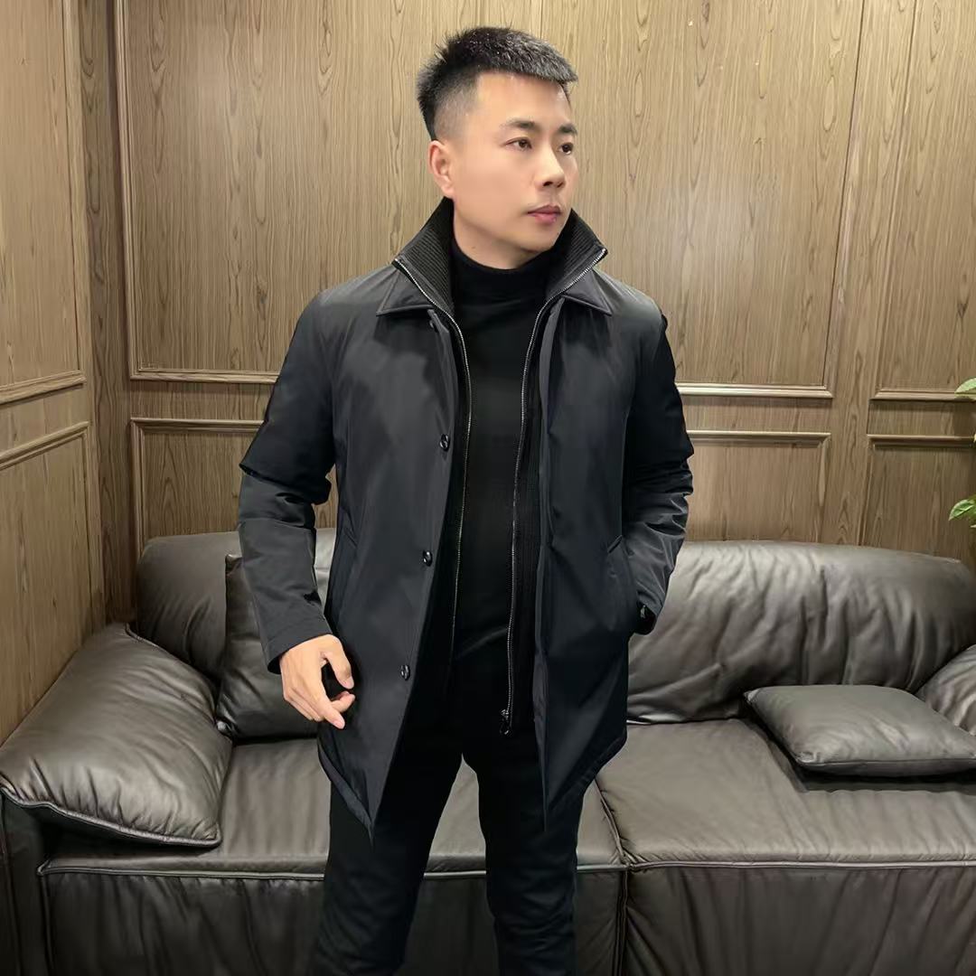 TA钴推荐 25冬季新款 SZ877 男款商务休闲中长款假两件羽绒服外套