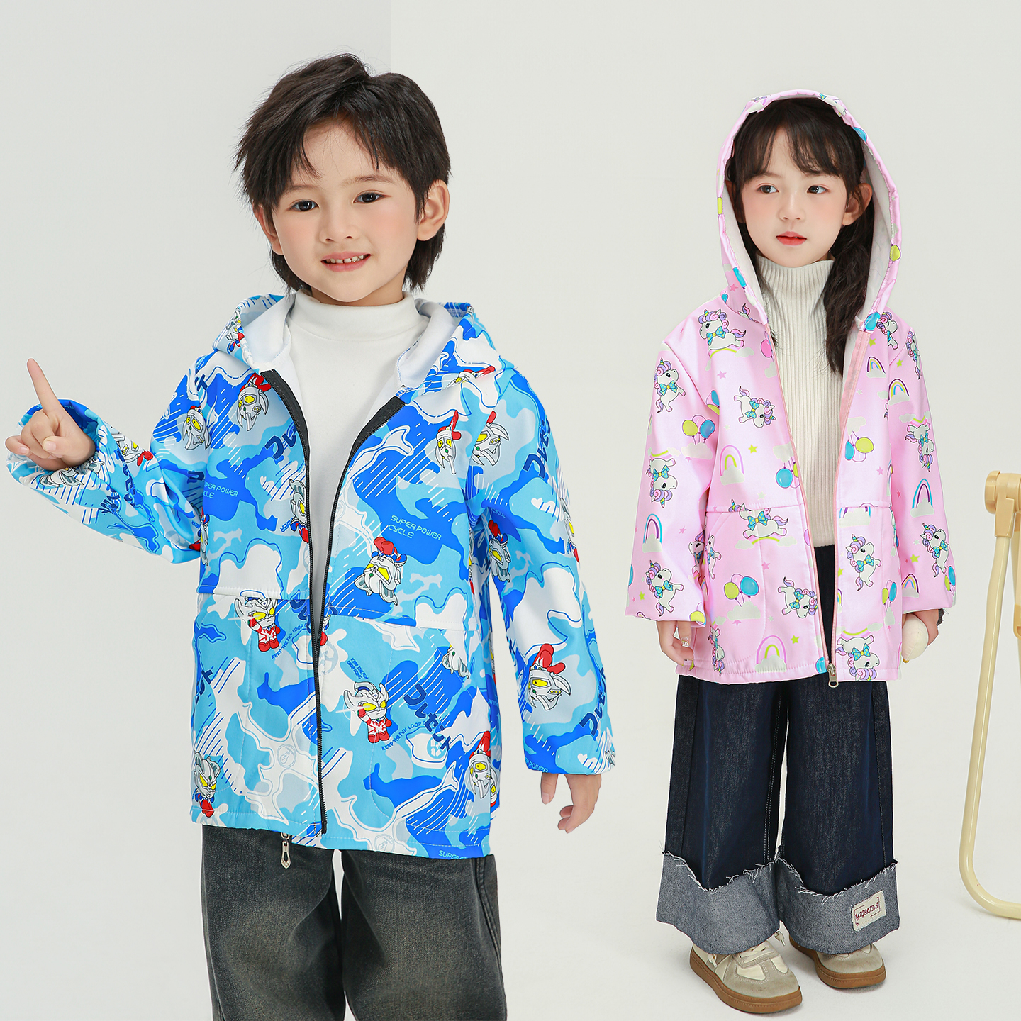 儿童罩衣秋冬季男女加绒加厚防水宝宝防脏可外穿吃饭护衣洋气外套