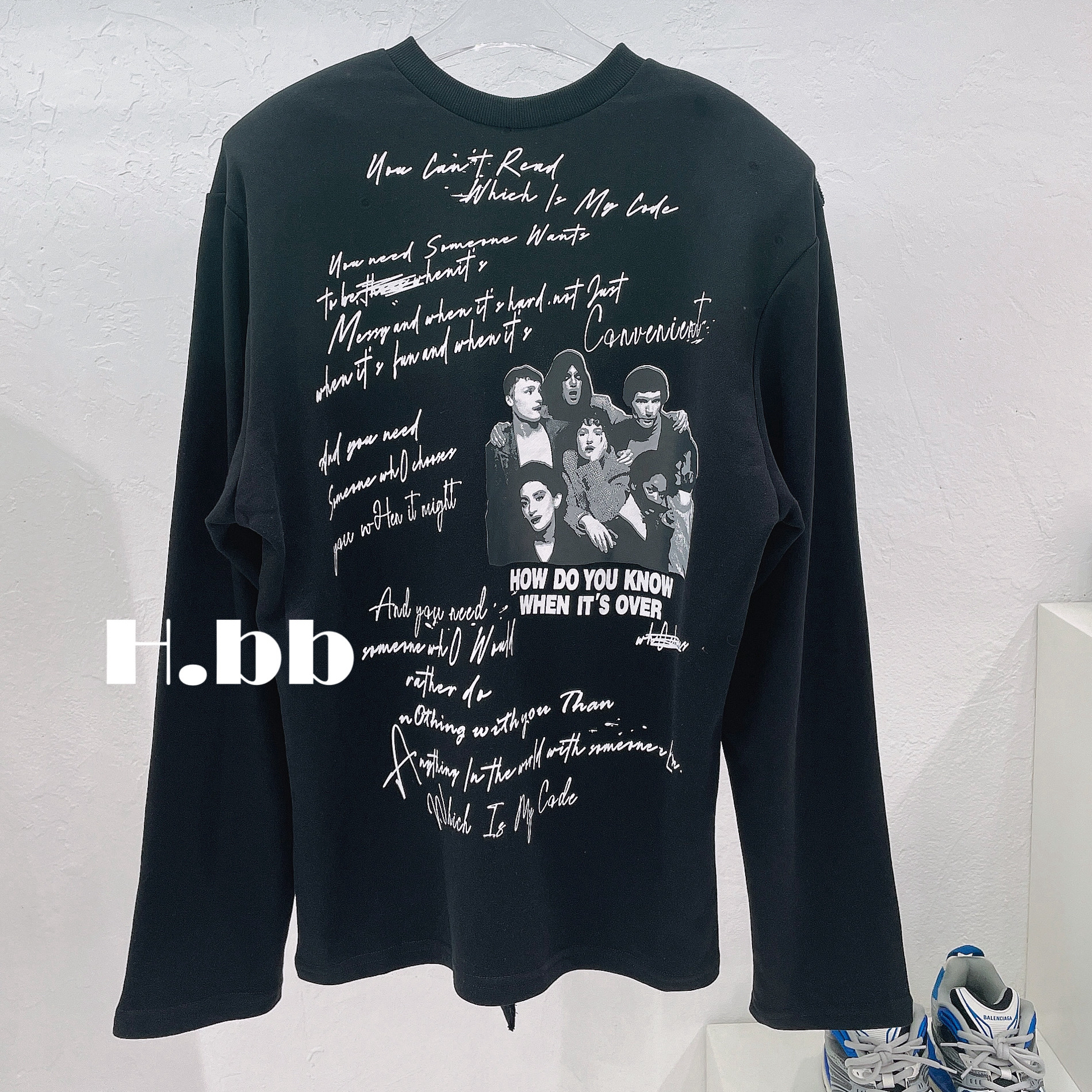 休闲宽松时髦人像印花垫肩毛圈T恤女