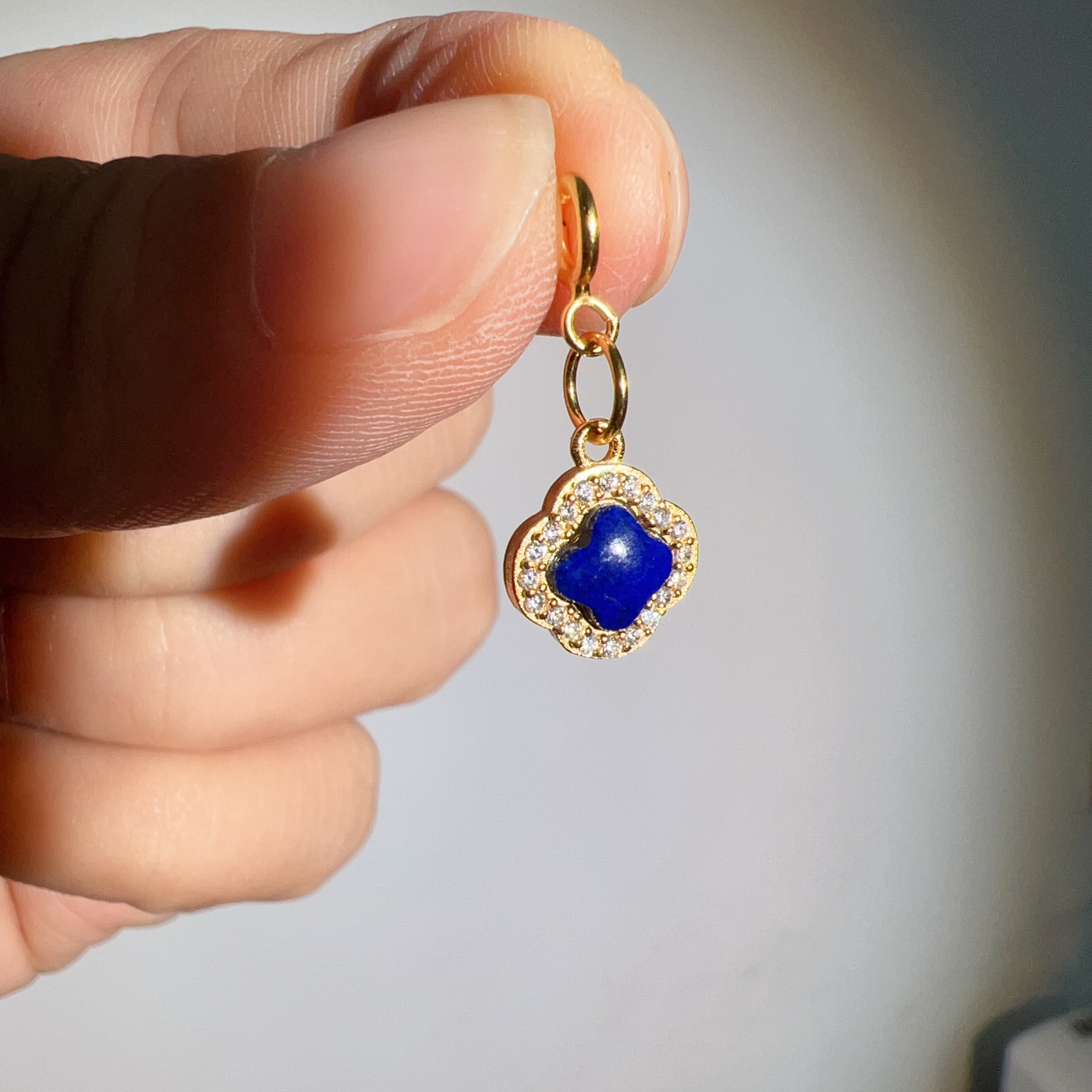 S925银青金石四叶草小滴溜万能扣