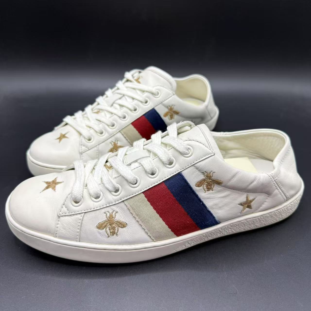 95新 GUCCI/古驰 【聚星福利】男士白时尚百搭星星白鞋40欧码lo097s