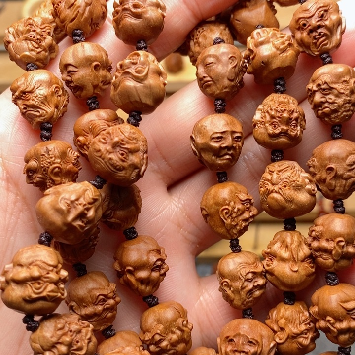 桃核雕刻双面54颗108罗汉