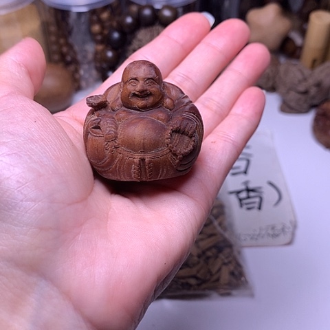 檀香木把件平***们老山檀香老料满工佛公