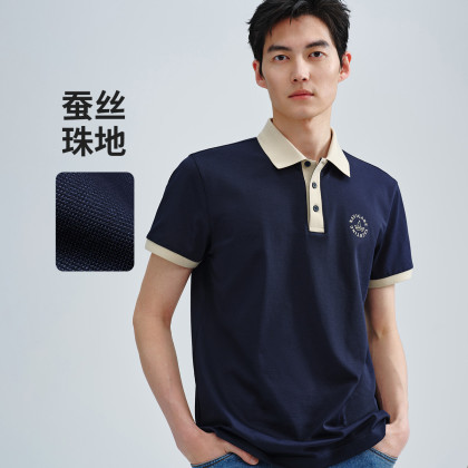 Navigare/纳维凯尔Polo衫透气撞色棉弹纯色