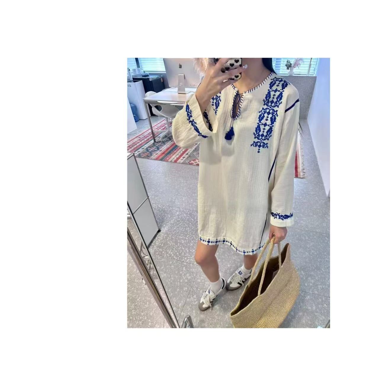 WENENJI | 重工刺绣流苏 衬衣裙法式