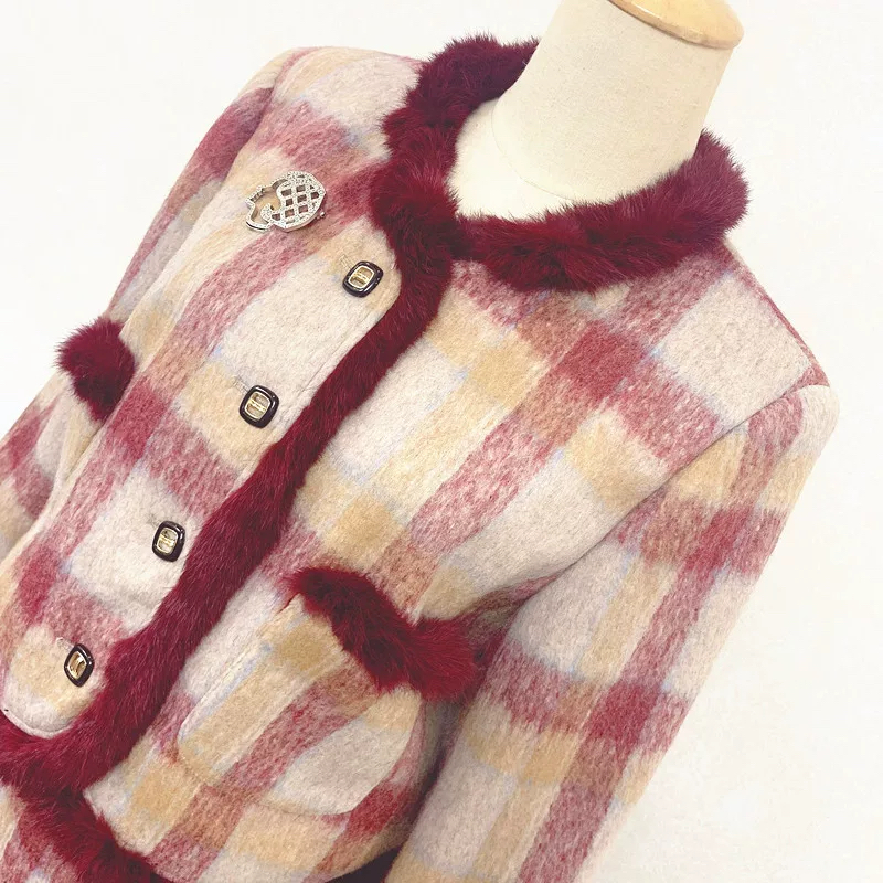 法式格纹名媛小香毛毛长款半身裙套装优雅洋气