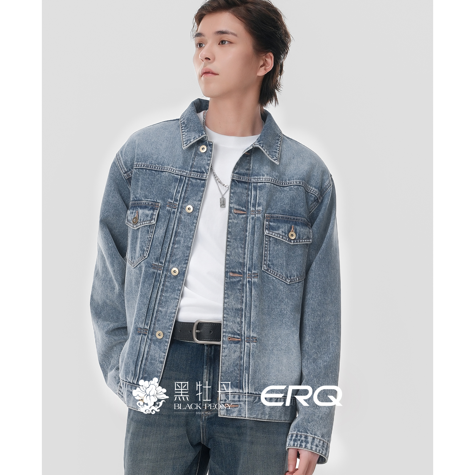 ERQ[赤耳丹宁]男士复古休闲夹克经典美式通勤工装保暖翻领防风