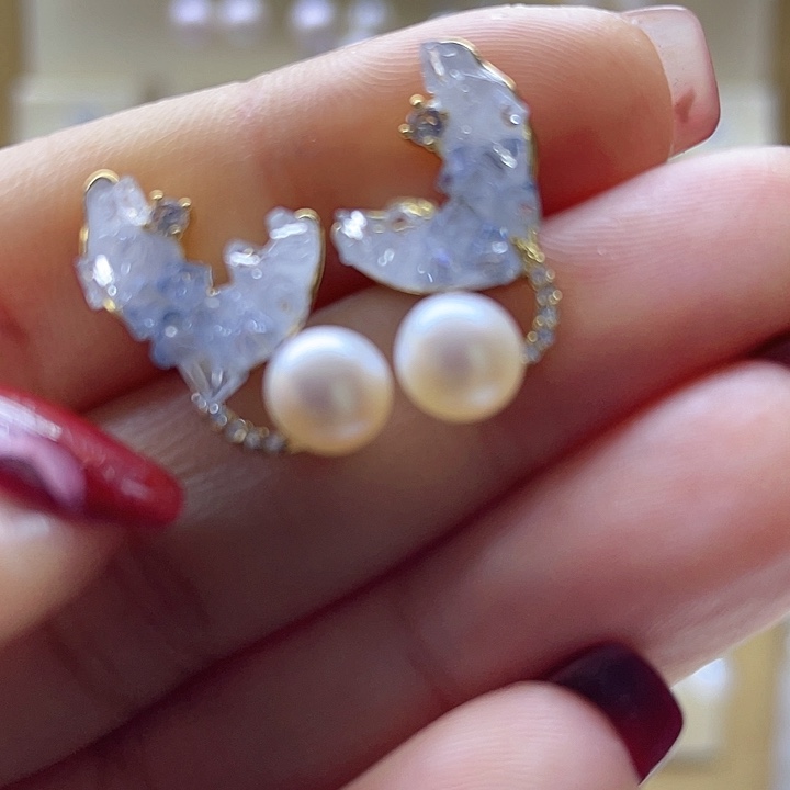 淡水珍珠耳饰银S925镶嵌