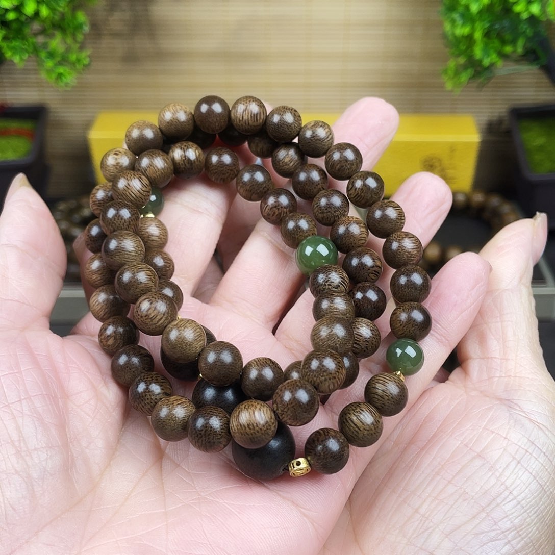 史***群手串沉香越南芽庄白奇玉化留疤