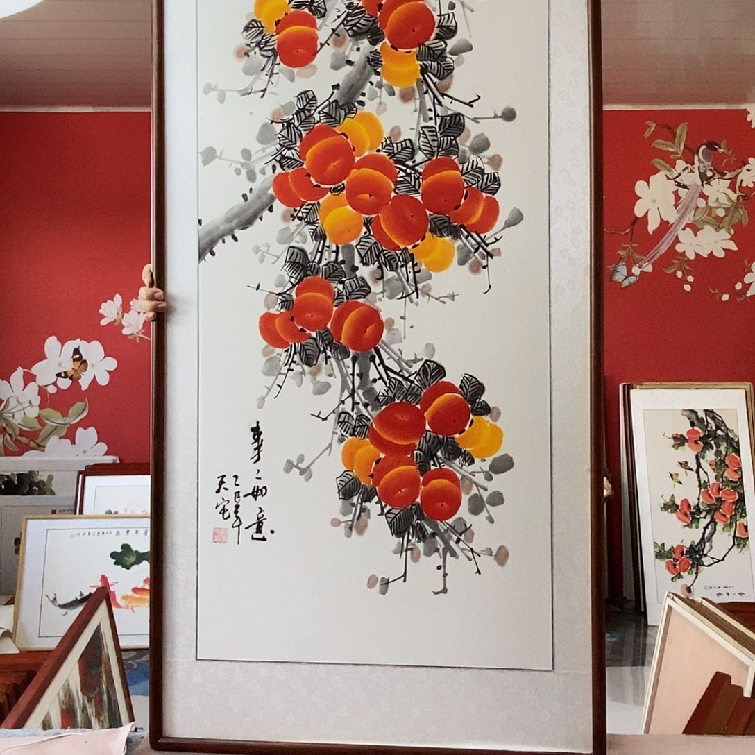 国画手写手绘带框包邮62✖️122国画作品