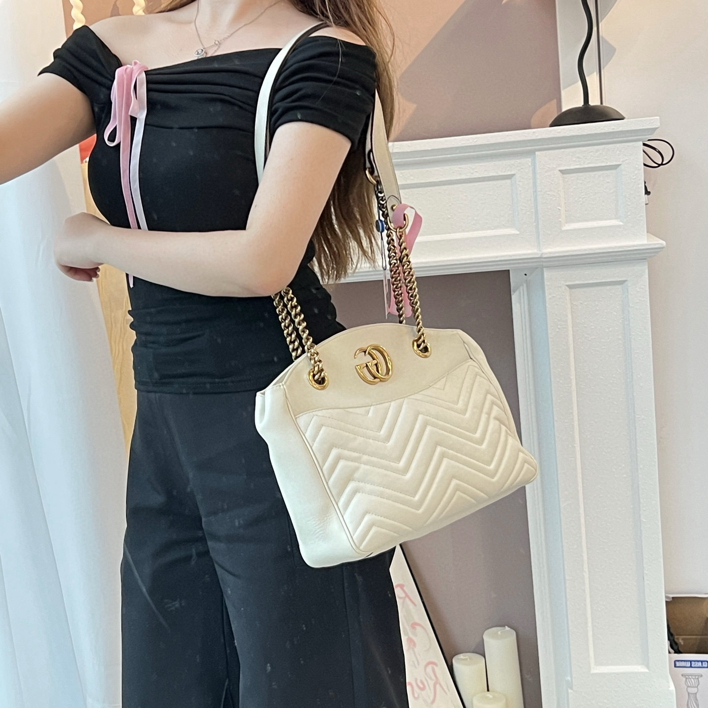 95新 GUCCI/古驰 gucci马蒙白金托特包