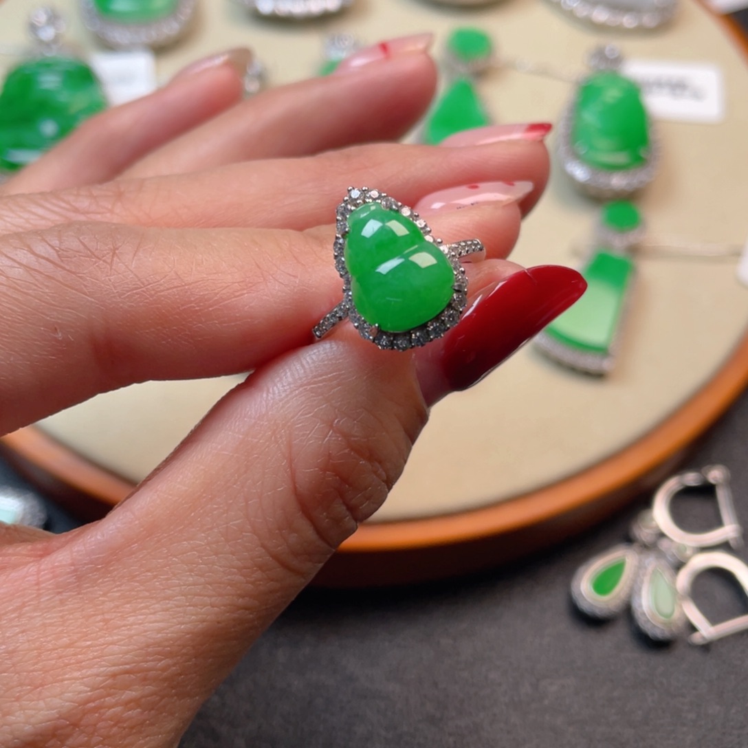 翡翠吊坠(不含链)银S925镶嵌戒指