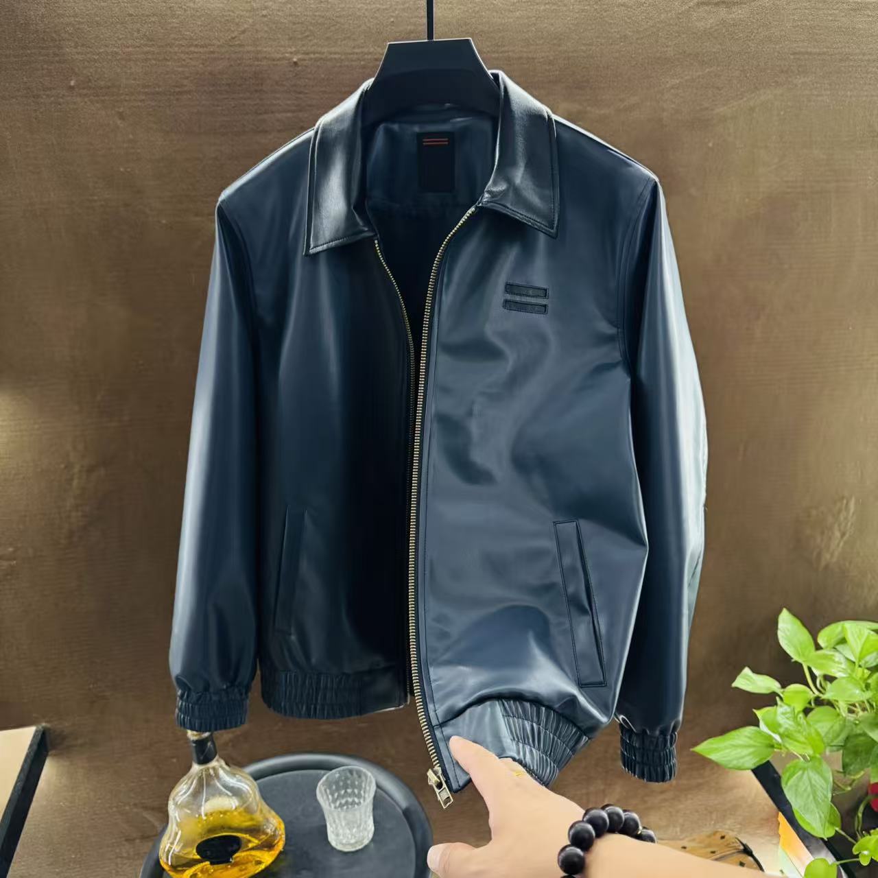 2025秋冬新款【豪哥专属】极简港风老钱系列皮夹克#1076