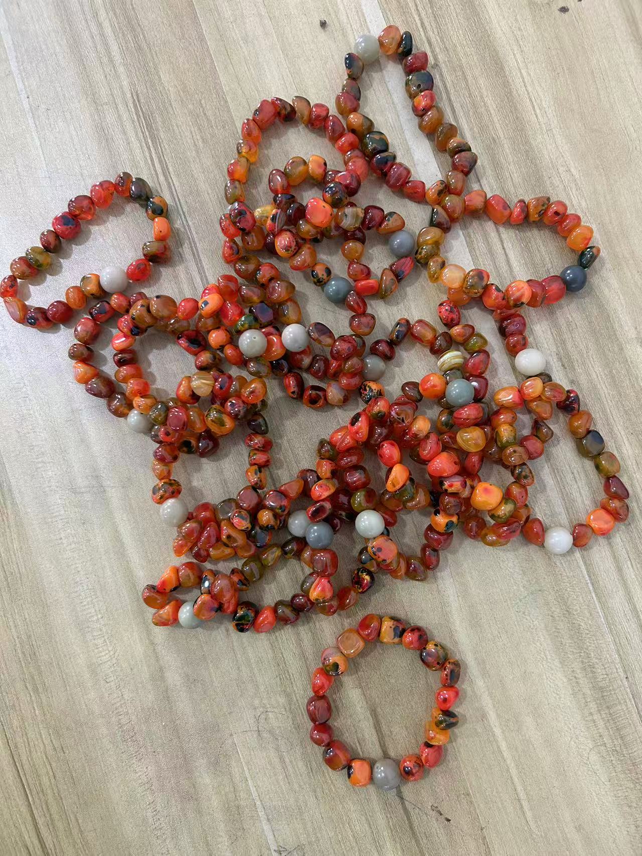 非金属木质手链 丽子原创 休闲百搭红色花班女士手串