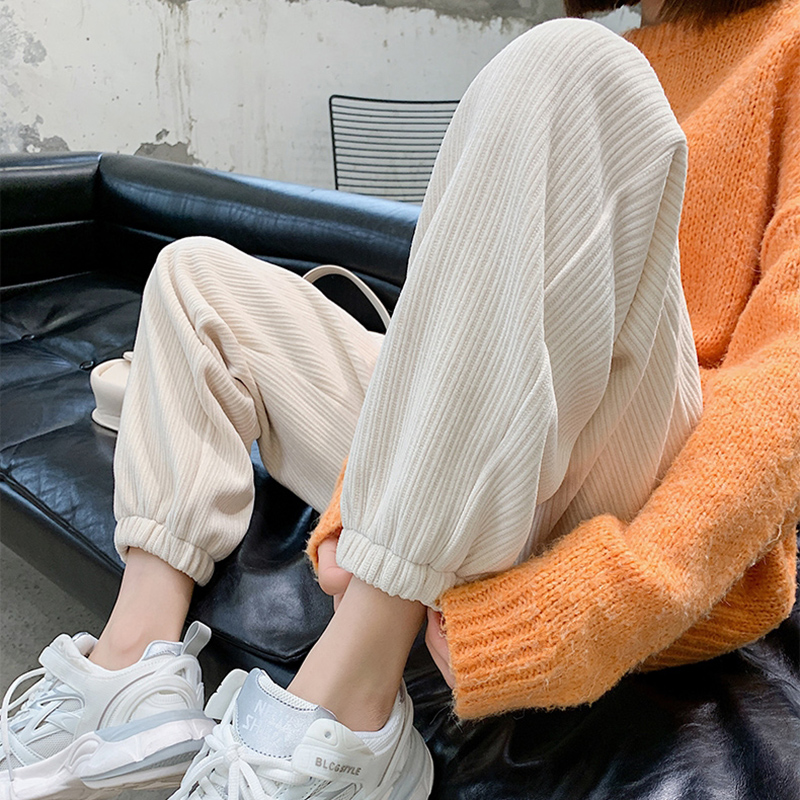 2025时尚春秋季裤子雪尼尔阔腿裤束脚裤宽松老爹裤灯笼裤