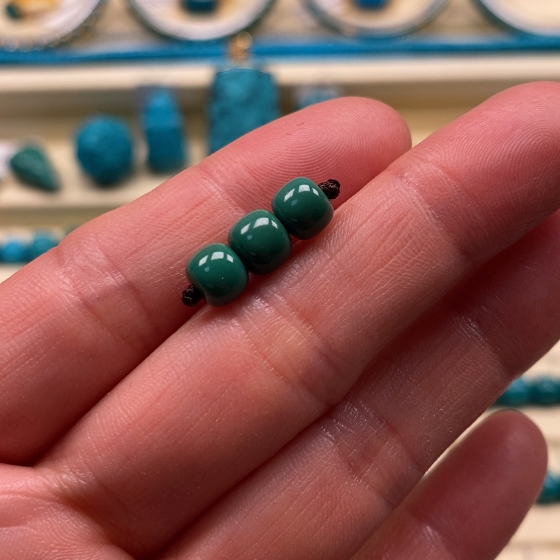 绿松石未镶嵌珠宝奇石顶珠6.2腰珠6老型三连