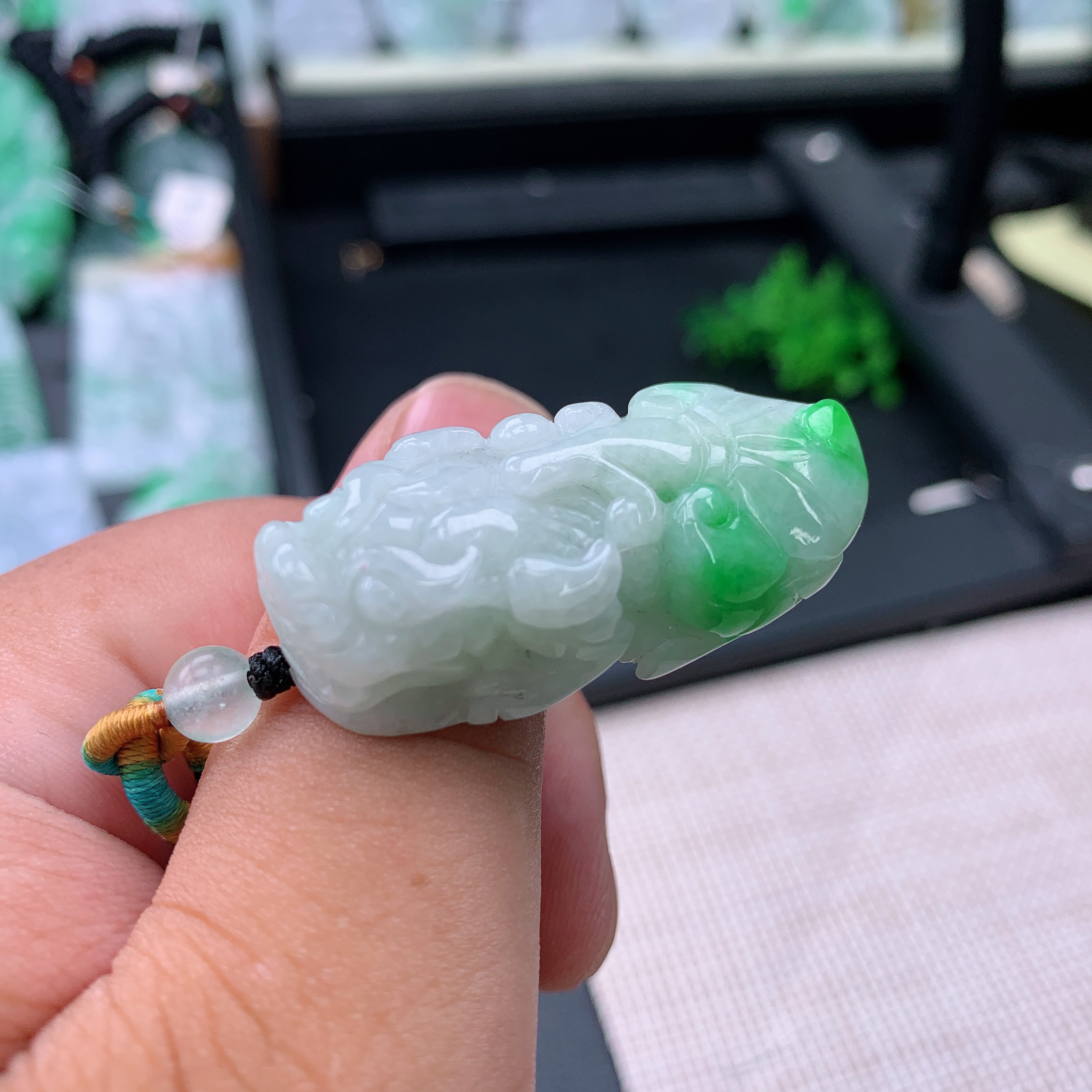 天然A货翡翠貔貅吊坠挂件39.6-17.9-13.6
