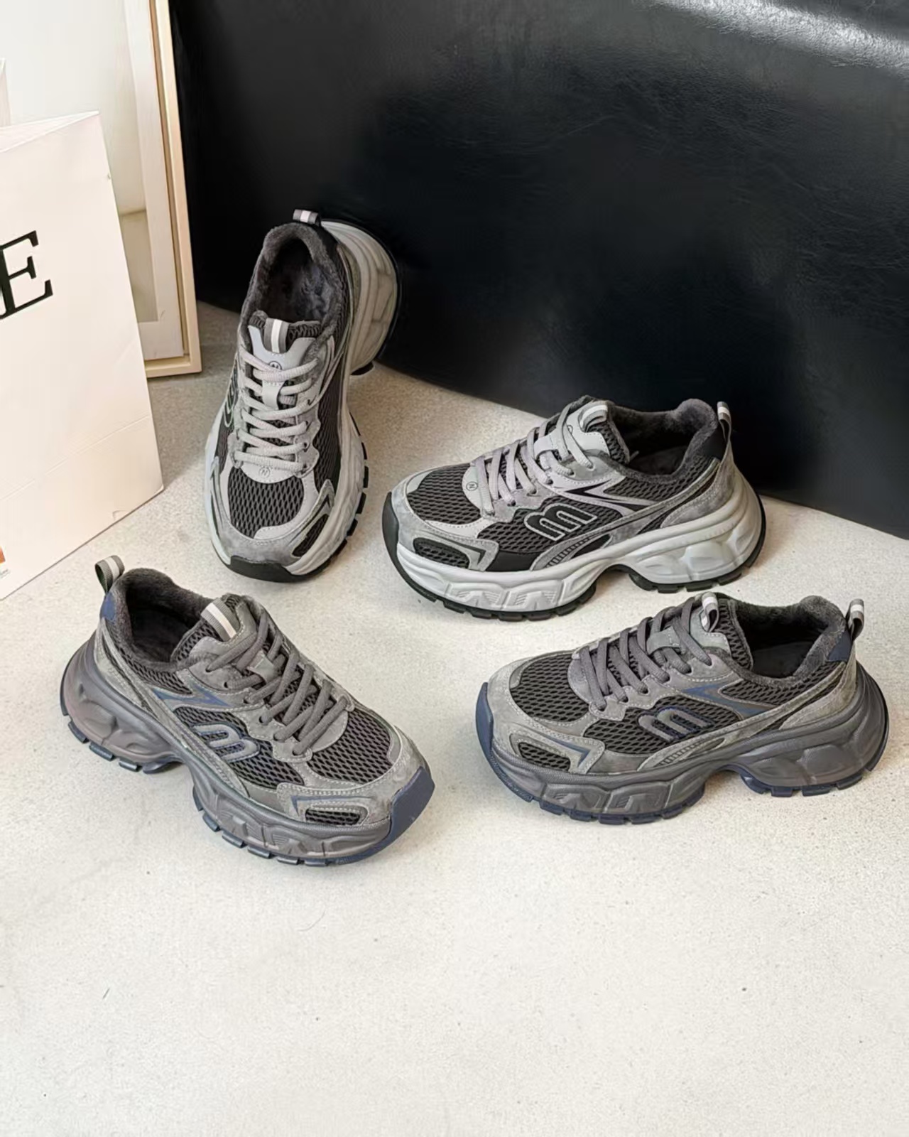 潮流厚底女鞋休闲鞋灰色老爹鞋百搭 M款