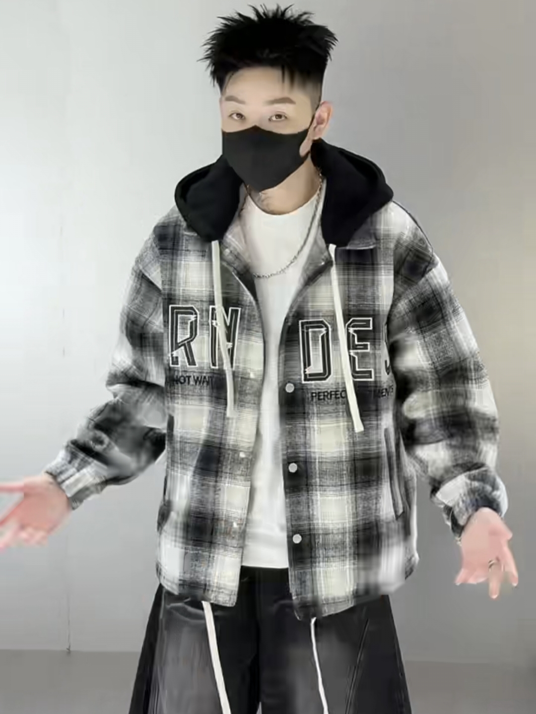 青少年秋季男生格子外套学生呢子夹克外套潮流百搭8516
