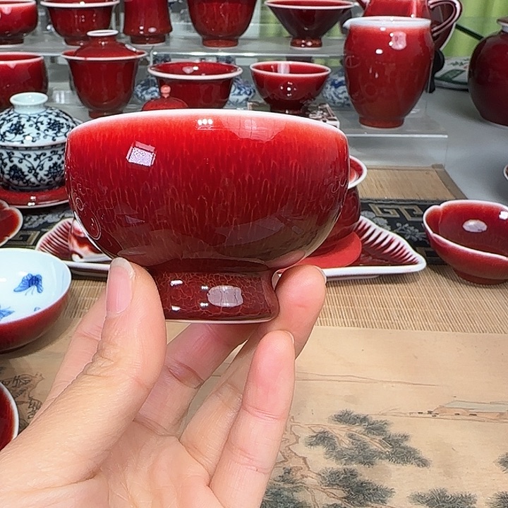 景德镇陶瓷红马坊美人杯