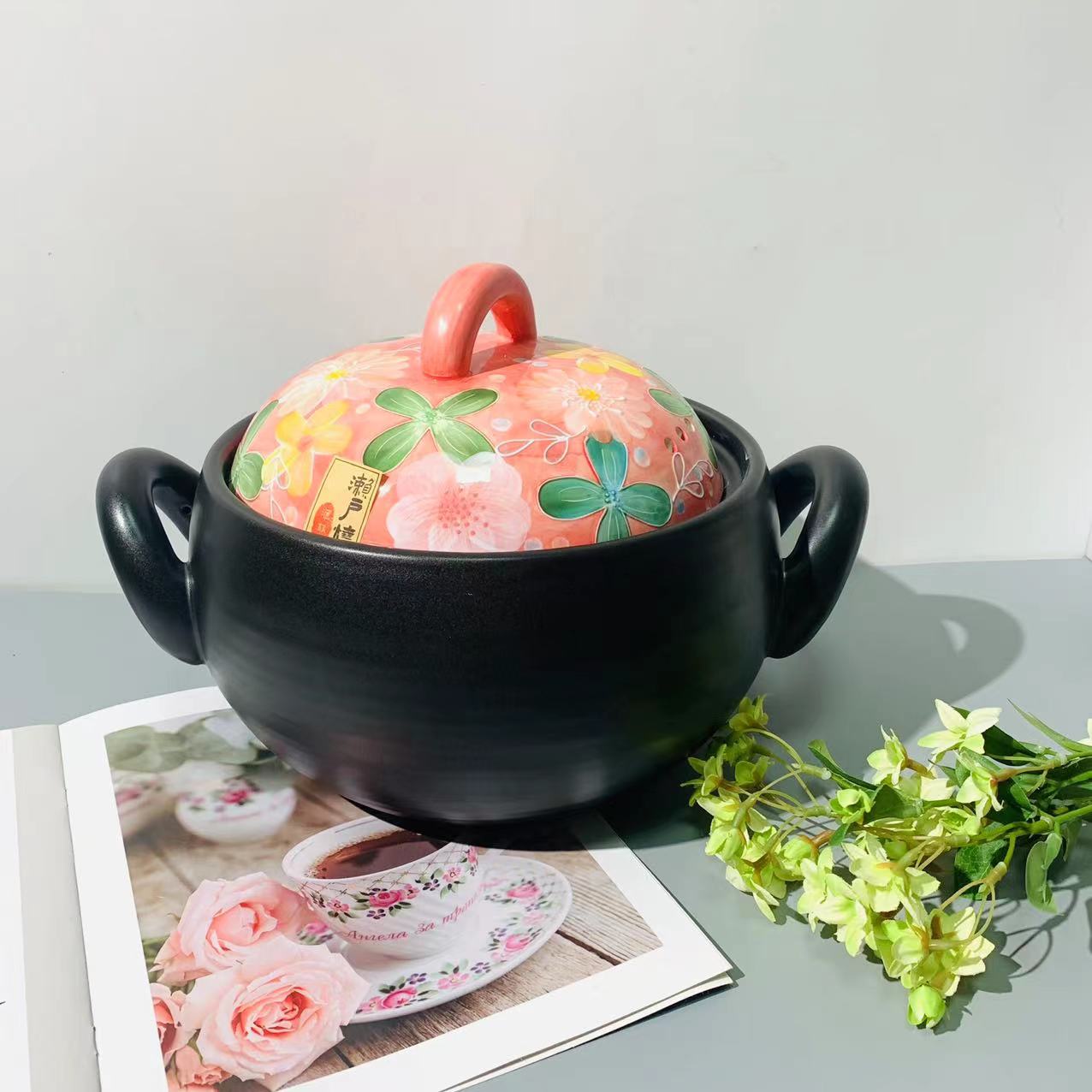 濑户烧群芳争艳系列砂锅3L