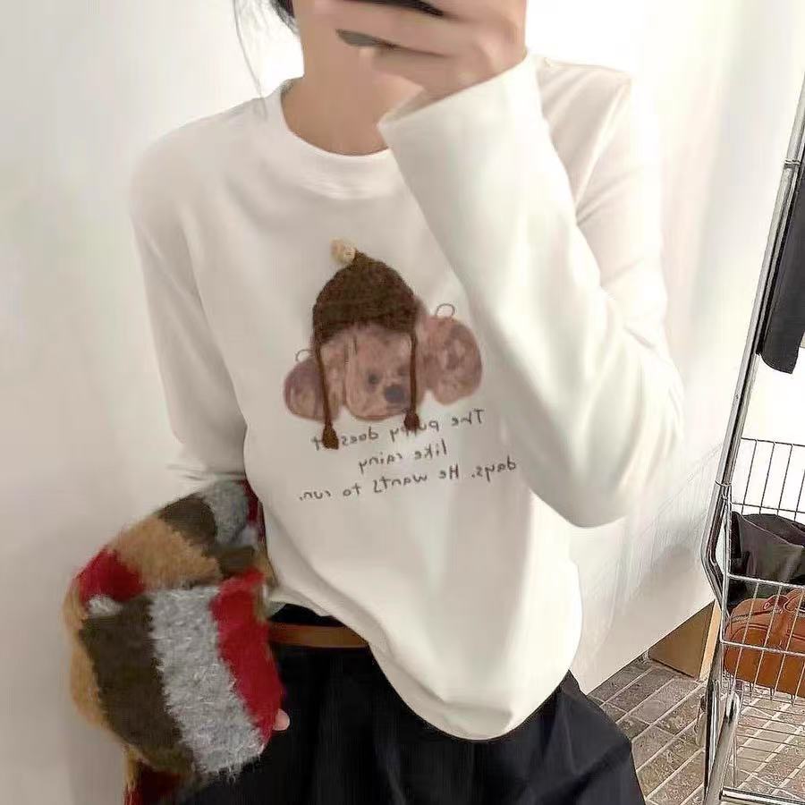 1216/25123-1/180  磨毛t恤内搭打底衫短款甜美长袖上衣