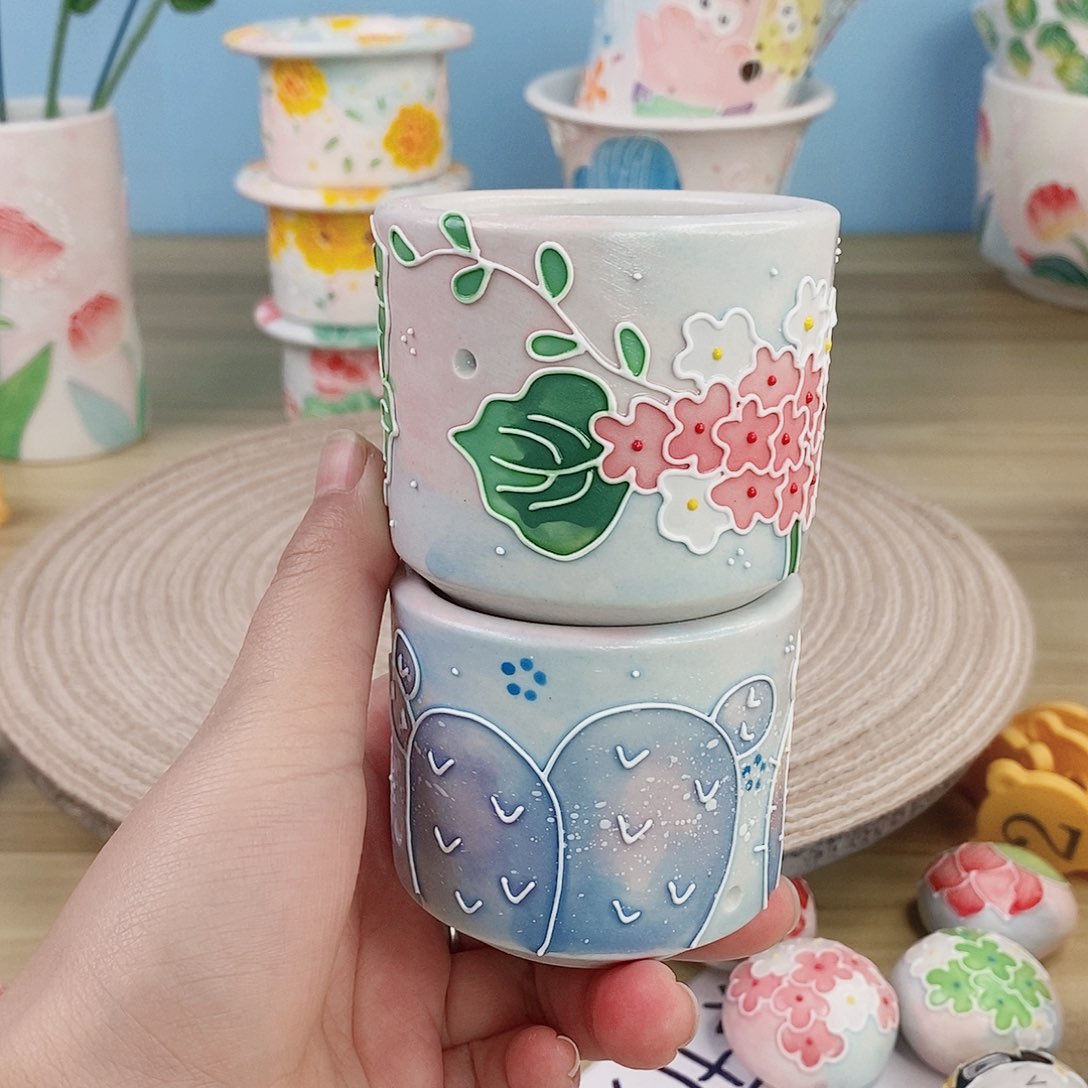 手绘手工制作陶瓷花盆1