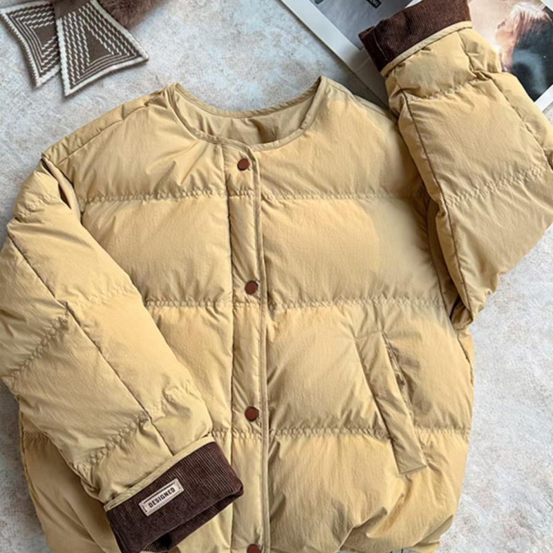 【无毛领】韩版潮流2025冬季女新款圆领时尚保暖外套棉衣