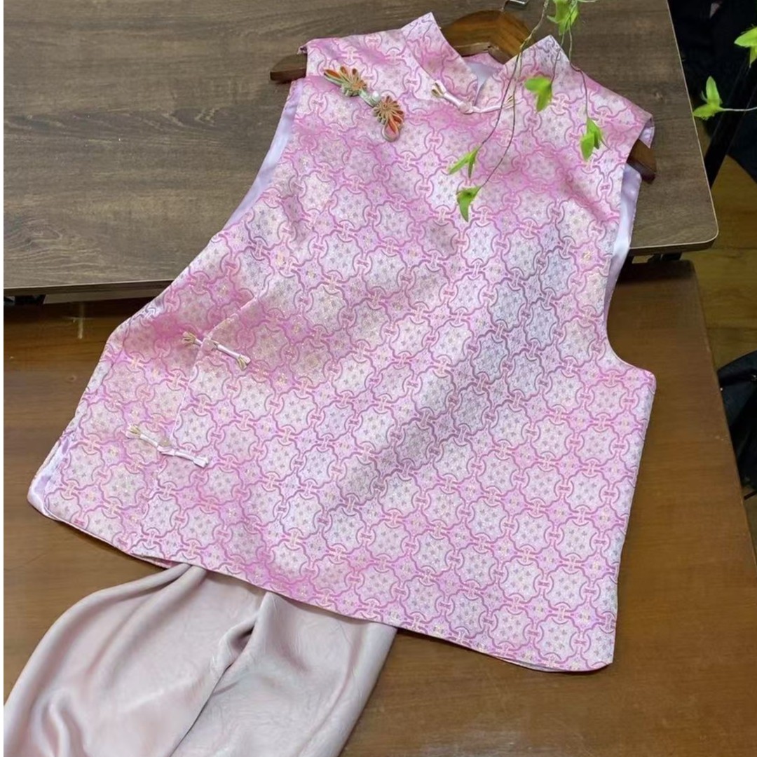 【金粉佳人】青春中国风复古马甲 女士春夏无袖中式马甲背心