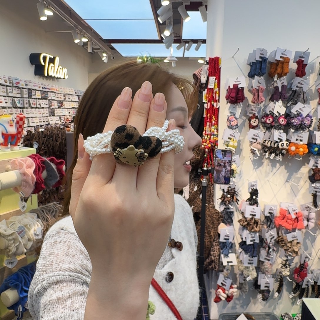 布艺铁合金新款珍珠发绳 kt