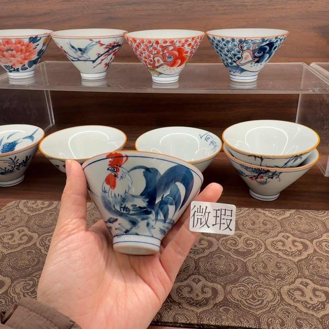 釉下手绘茶具微瑕