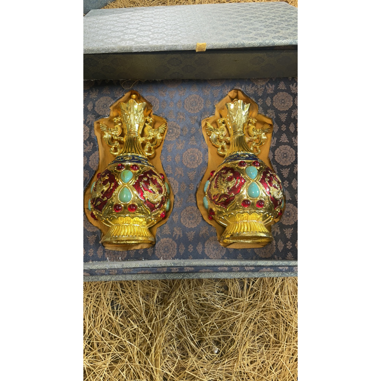 【闪购链接】一对黄色蓝珠瓶