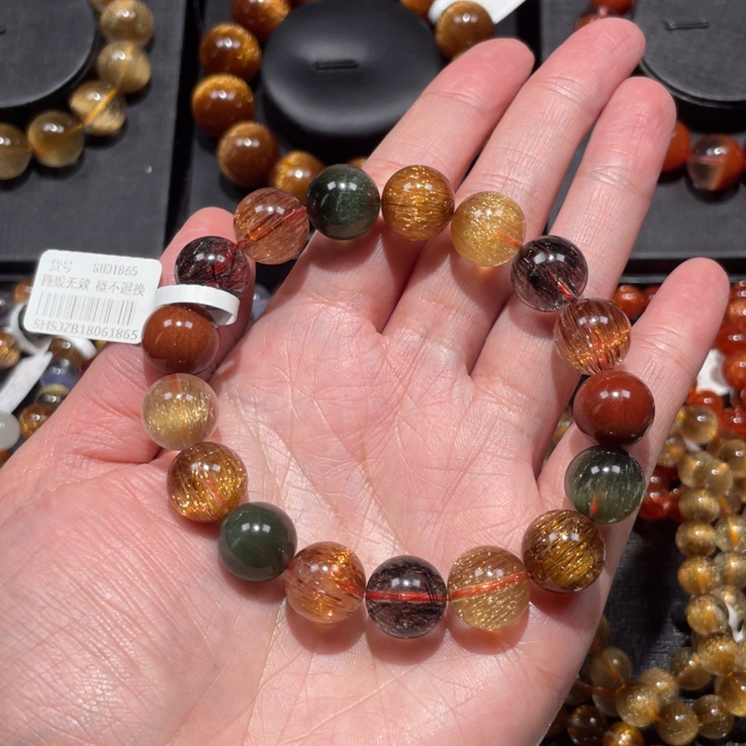 大***威未镶嵌水晶手链发晶多宝12.5mm