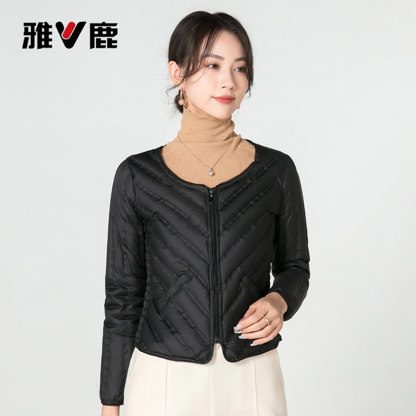 V/雅鹿羽绒服内胆女士秋冬修身外搭内穿中老年薄款轻薄白鸭绒外套