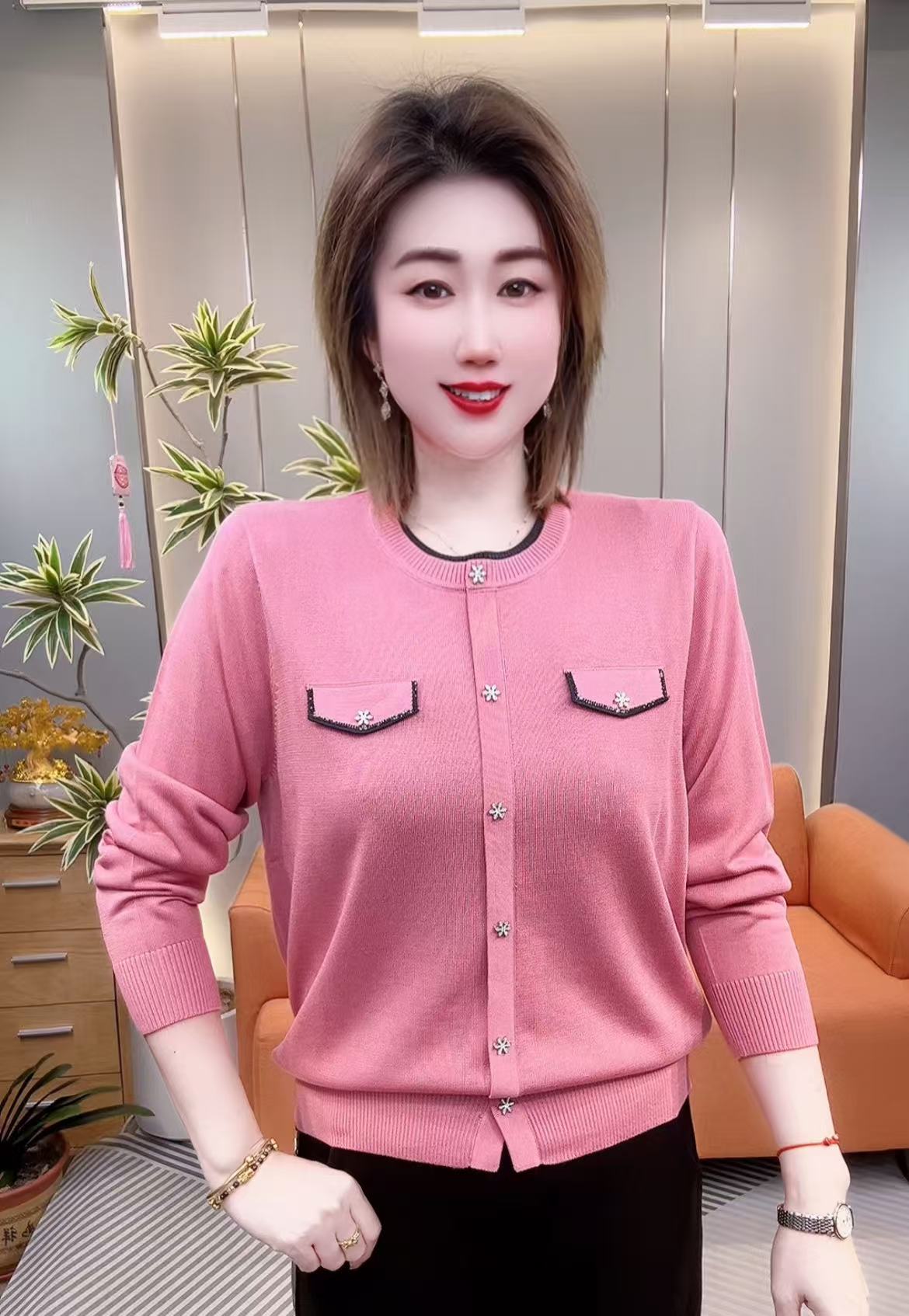 新款高级感小香风圆领莱赛尔天丝衫37073