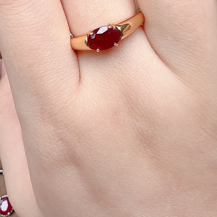 戒指红宝石银S925镶嵌