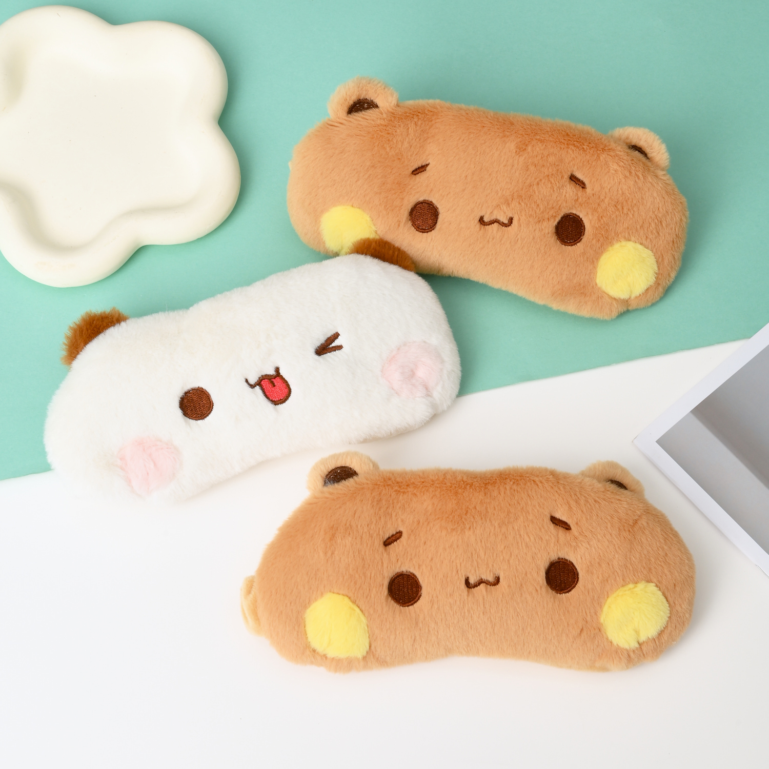 一二布布卡通毛绒情侣可爱高颜值眼罩遮光睡眠夏季午休缓解眼疲劳