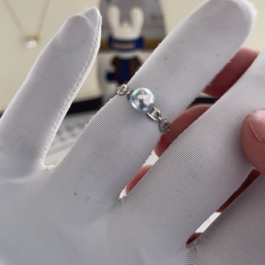 海水珍珠戒指银S925镶嵌7-7.5