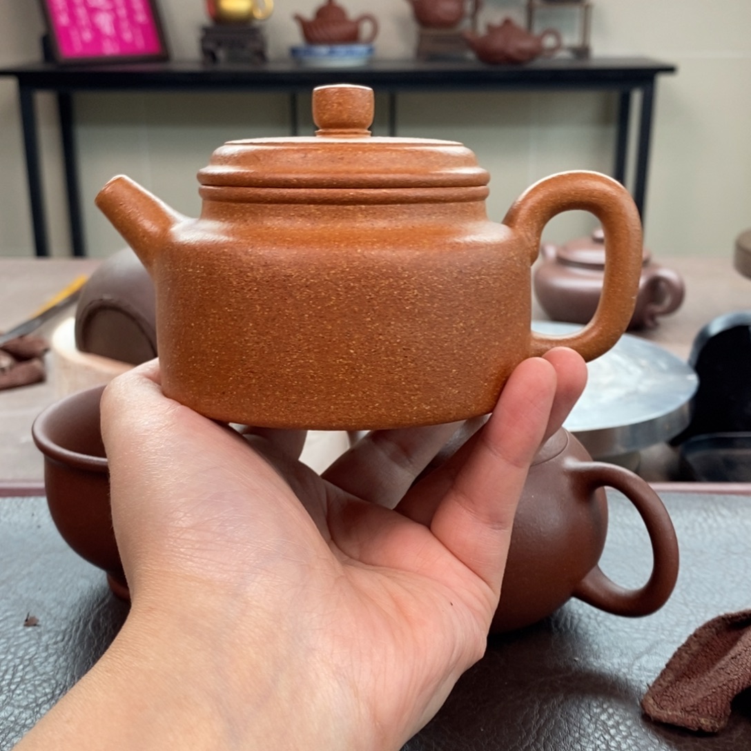 茶壶紫砂老宕口黄金段德钟200cc全手