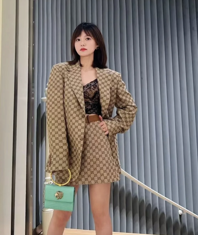 99新 GUCCI/古驰 bb1974 棉 老花满印西装外套 48码