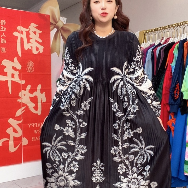 褶皱大码女装连衣裙1
