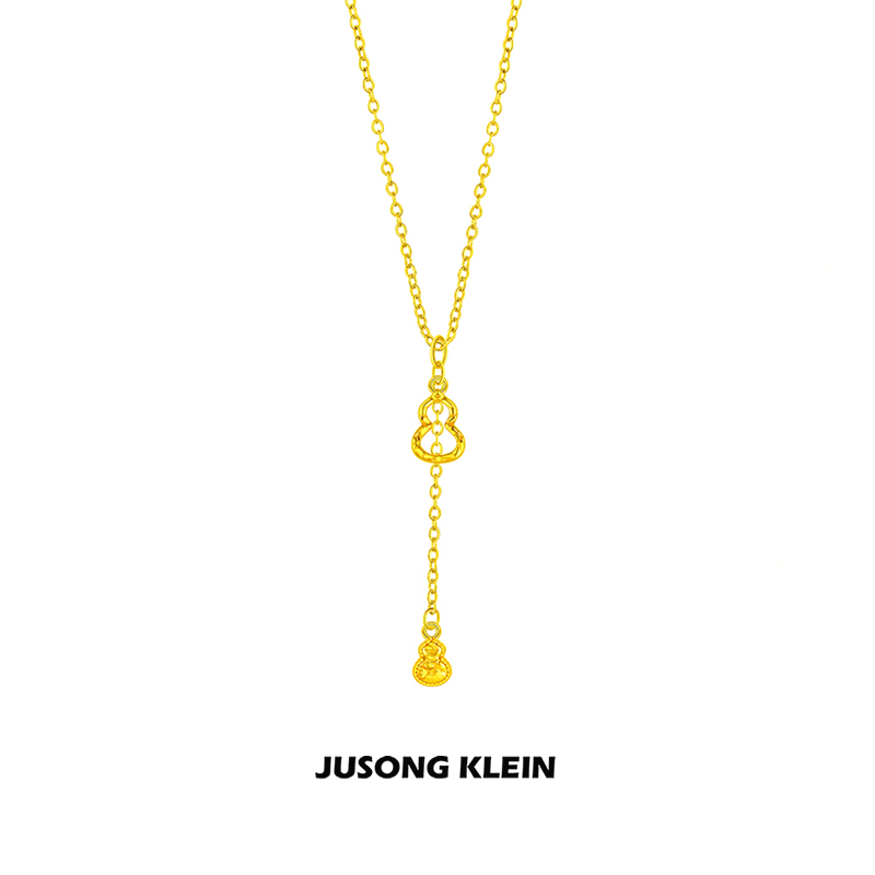 Jusong klein 钛钢项链 爆闪碎冰冰葫芦项链女金色镂空吊坠锁骨链商品图
