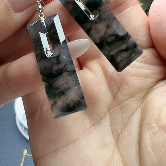 翡翠耳饰18K金镶嵌黎*天然缅甸A货翡翠