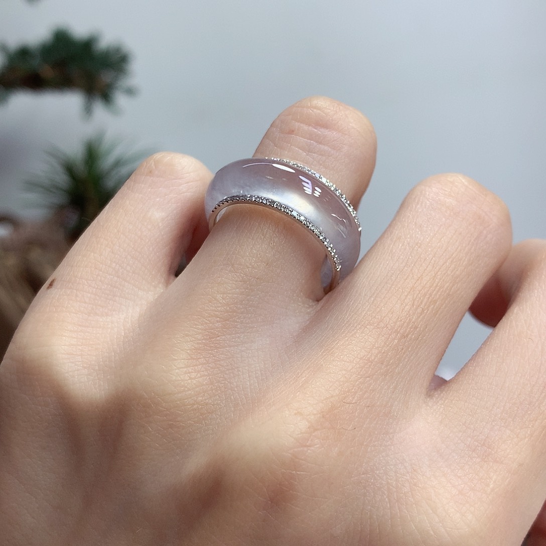 翡翠18K金镶嵌戒指10号一套