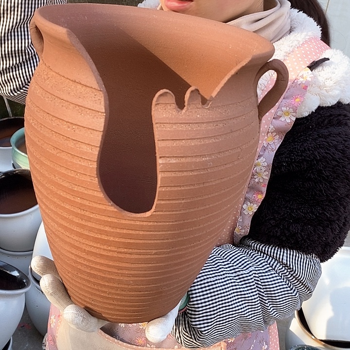 紫砂花盆瑕疵口20高26瑕疵