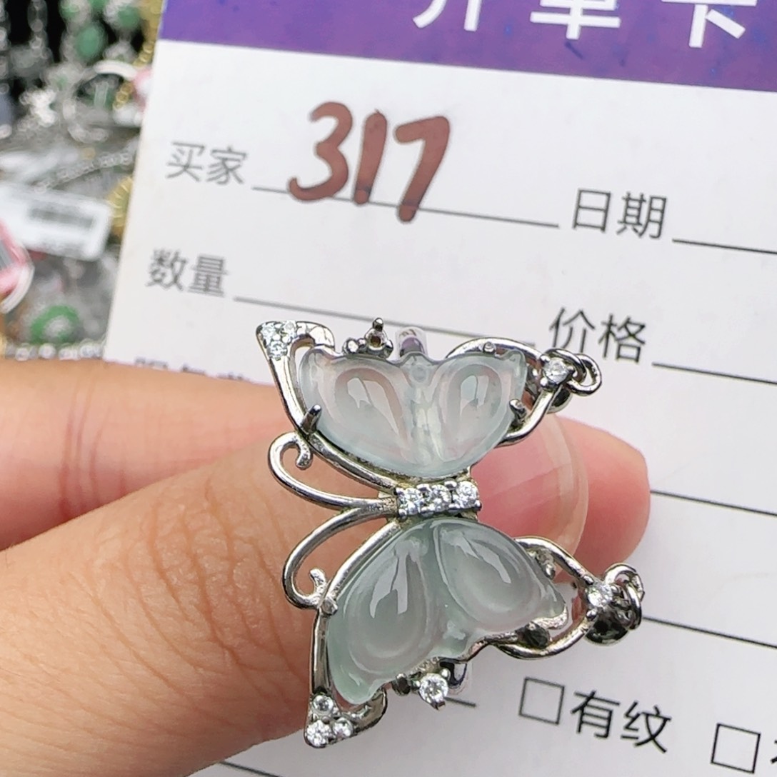 翡翠戒指银S925镶嵌戒指