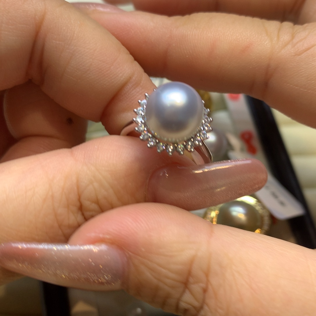 银S925镶嵌戒指海水珍珠