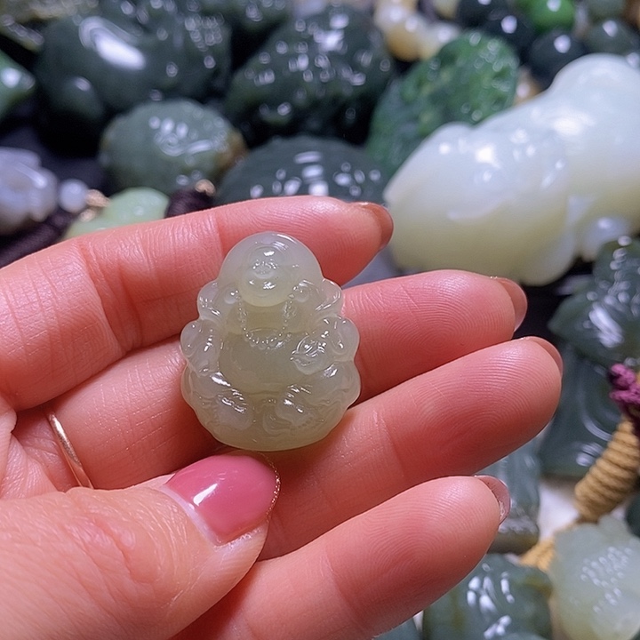 铂Pt950镶嵌手链和田玉（糖玉）王*胖