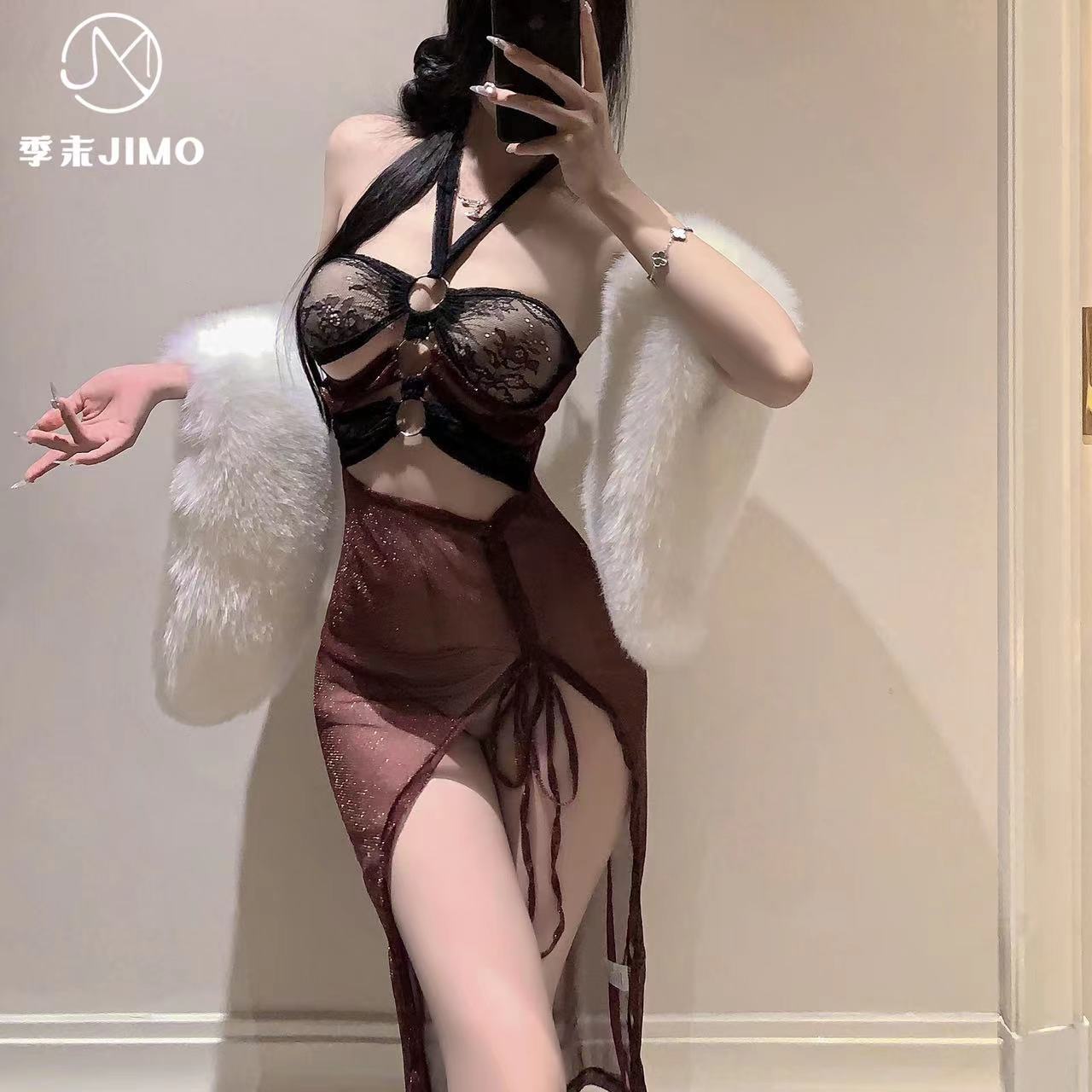 「幽梦红姬」异域风情古风性感琉璃纱挂脖家居服汉服